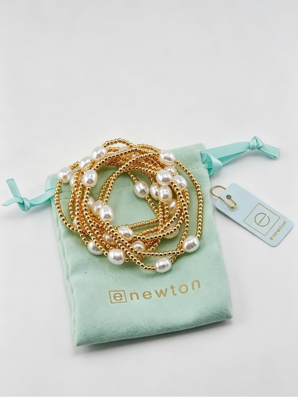 Enewton Gold Pearl Bead Wrap Bracelet - Gold and White